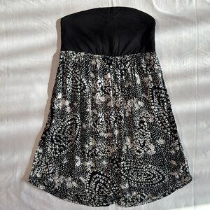 Roxy Strapless Dress with Black and White Pattern